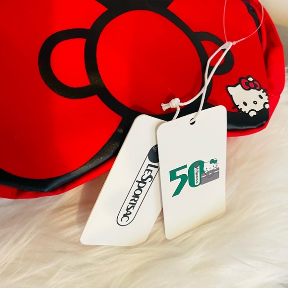 LeSportsac Hello Kitty 50th Anniversary Red Bow Clutch Cosmetic Bag Extr… - Picture 4 of 7